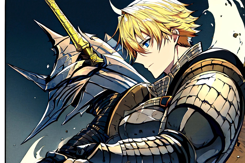 boy black Short Hair Blonde anime battle knight