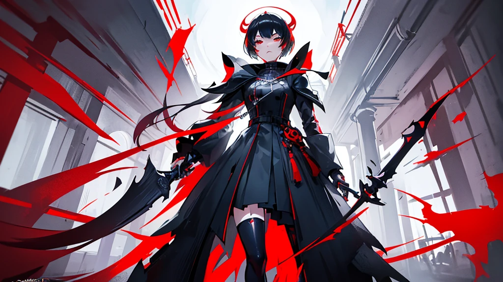 Close-up of a person with a sword and a dress, Works inspired by Kano Hogai, Inspired by Ryuko Kawabata, Persona 5 Phantom Thief Style, Dark high contrast concept art, Inspired by Ryukosai Jokei, Full body concept, Persona 5 Art Style, Goth Ninja, Benedic Bana