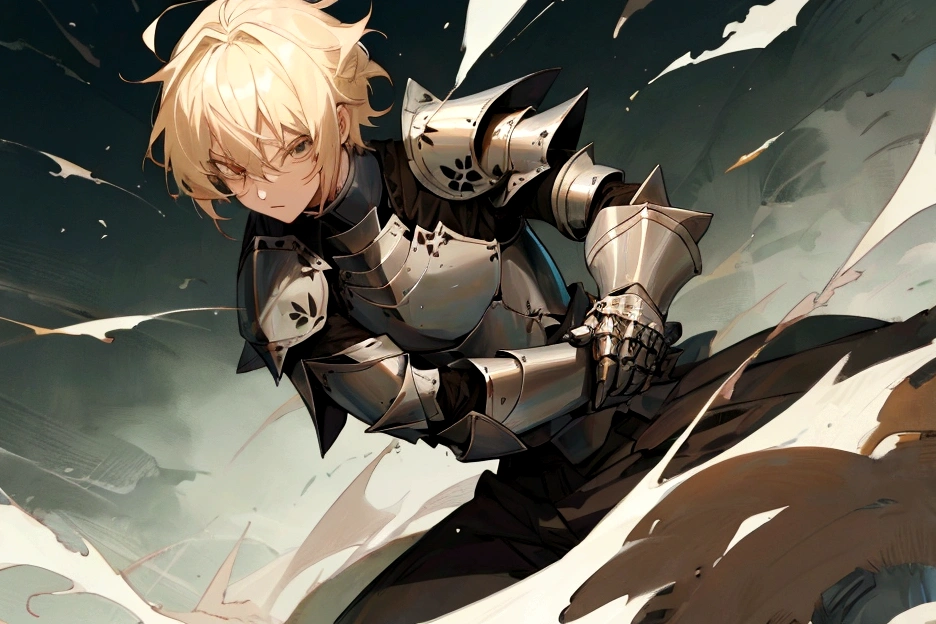 boy black Short Hair Blonde anime battle knight