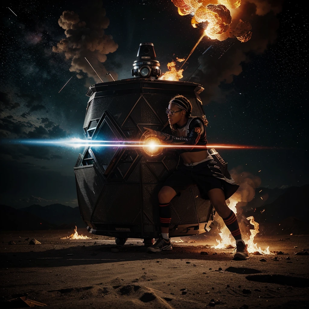 Montar uma arte escrito "Star and Fire - Version Dubstep" 