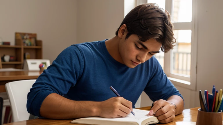 hombre joven estudiando