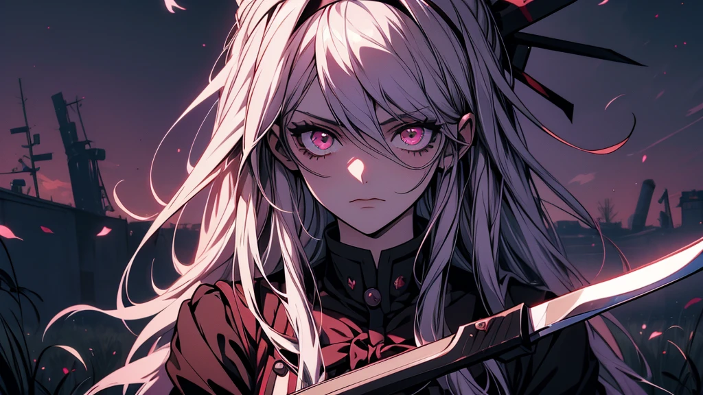 Anime character sitting on a shelf holding a sword and a bloody heart, vampire, Gap Moe Yandere Grimdark, hijikata toushirou, shigenori soejima illustration, Shalltear Bloodfallen, portrait Gap Moe Yandere Grimdark, by Kamaguruka, Inspired by Hiro Yamagata, Detailed Key Anime Art, by Shimo