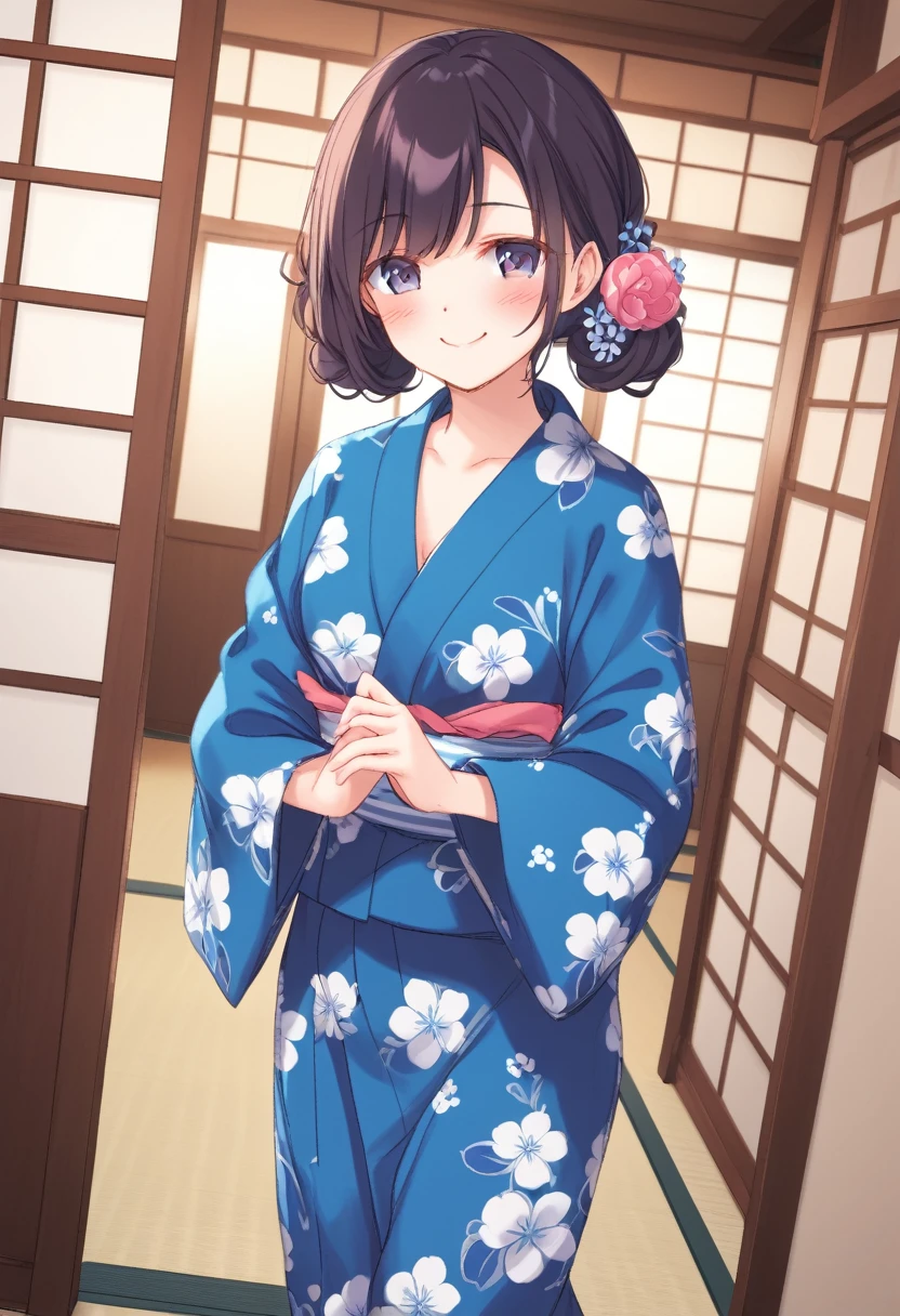 Cute beautiful girl、Reverse Bridge、naked、(Gentle smile, blush:1.7)、Open yukata,