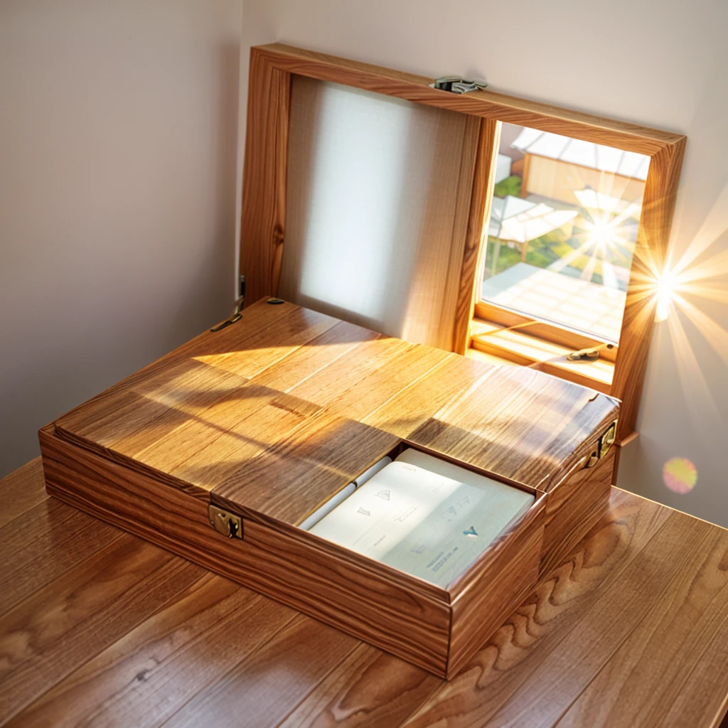In this cozy room,A ray of sunlight shone through the half-drawn curtains on the table,Let the wood grain on the watch storage box shine with a faint luster。There was a calm and peaceful atmosphere in the air around them。There are several still lifes hanging on the walls of the room,It adds a touch of elegance to the space。And on the other side of the room,The half-open window lets in the breeze,The pages on the small desk by the window turned in the wind,This quiet scene gives a sense of tranquility and comfort。