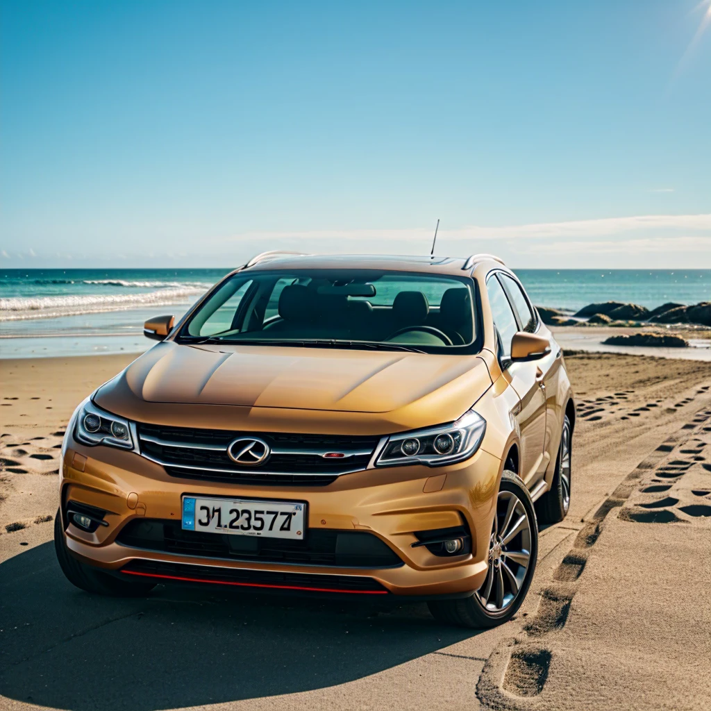 A car parked on beach 