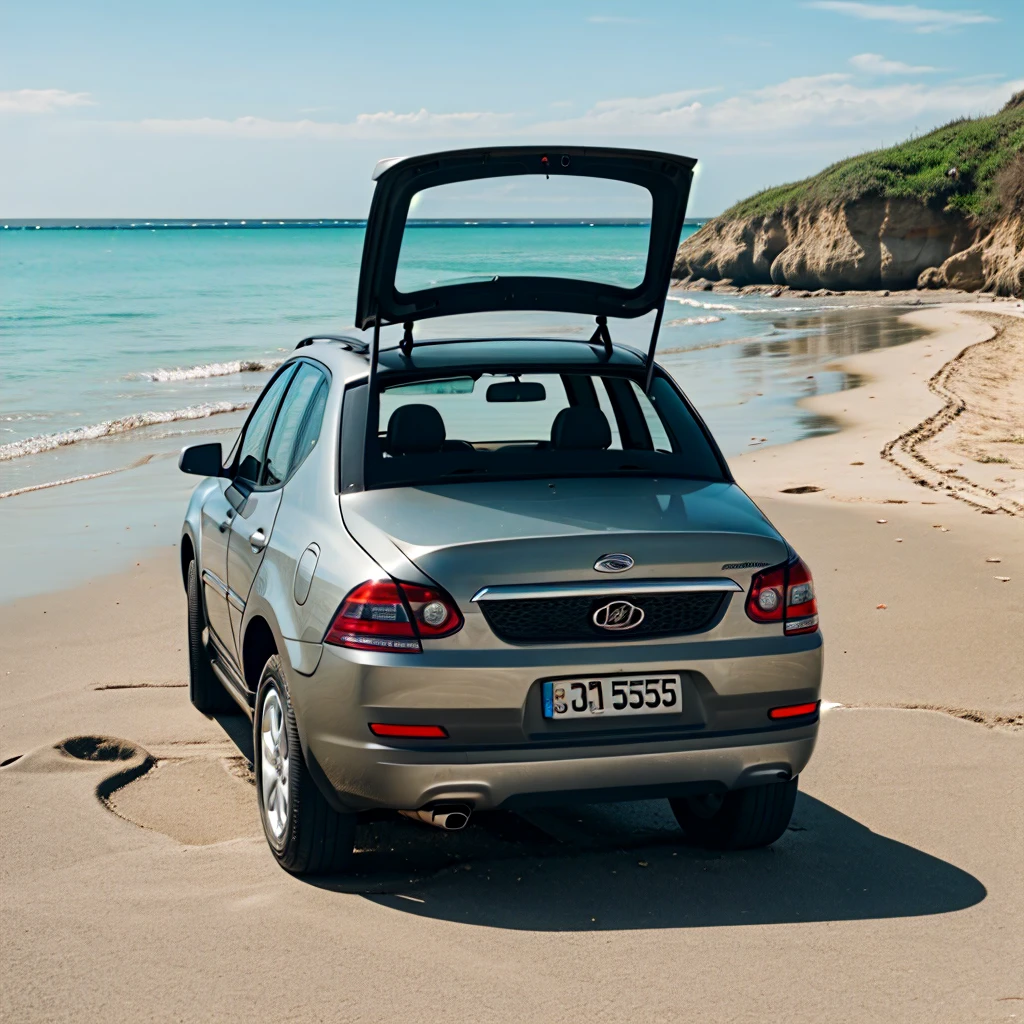 A car parked on beach 