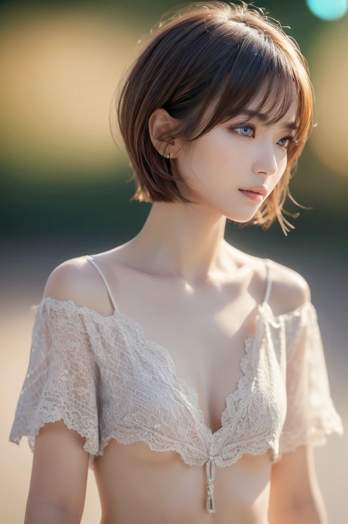 Cute woman in the drizzle, (elegant, Beautiful Face), Transparent white dress, Forest Moss, (freckles:0.8), Flower Field, , Curly Red Hair, Magical atmosphere, (short hair), ((Detailed skin, Skin Texture)), Ultra-detailed, (Exquisitely crafted, Fine details, Ultra-detailed), Ray Tracing, Scattered beneath the surface, (Fantasy underworld in the background), Diffused and soft lighting, Shallow depth of field, by (by Oliver Wetter), Sharp focus blur, (Realistic photo quality:1.4), Big firm Breasts, hard nipples, Sexy, Sharp Eyes, Break, dynamic sexy poses, sweat, Add Light Red, Intricate details, Splash screen,