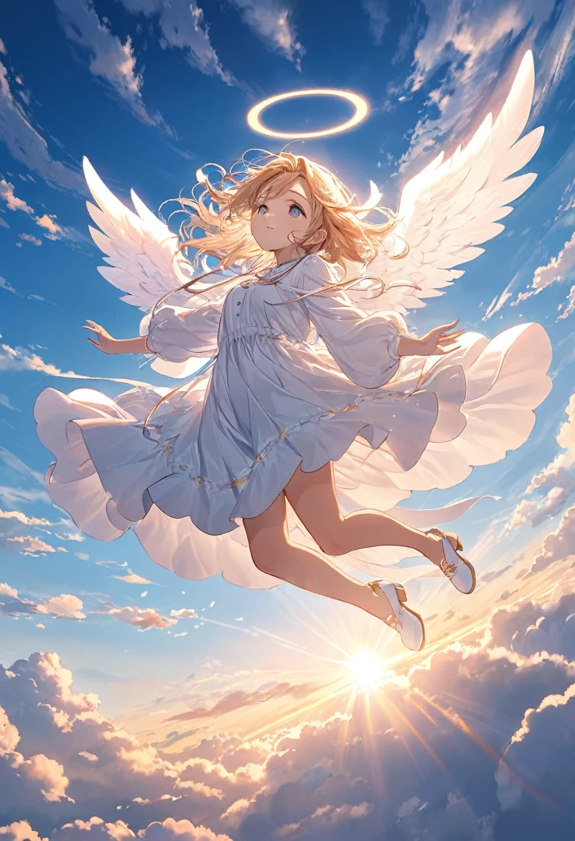 Pretty Girl Angel、Flying through the clouds towards the morning sun