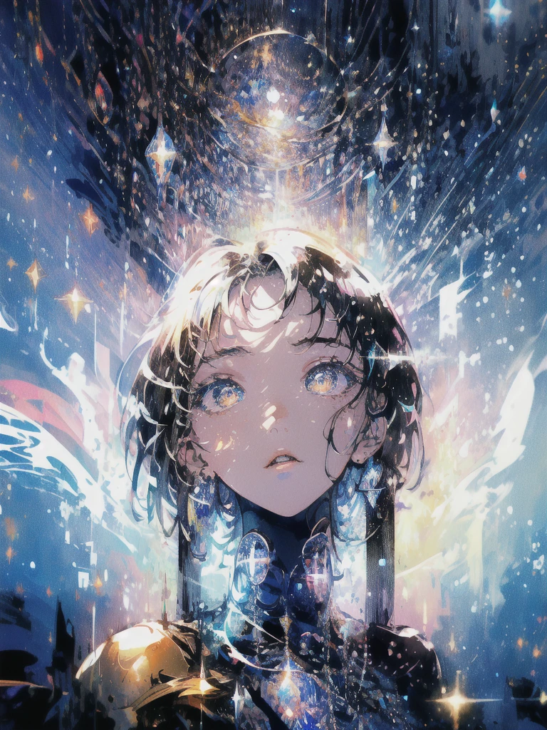 ((masterpiece, highest quality, Super detailed, High resolution)), alone, beautiful girl, shining eyes, perfect eyes, 15 years old, black white gold theme,