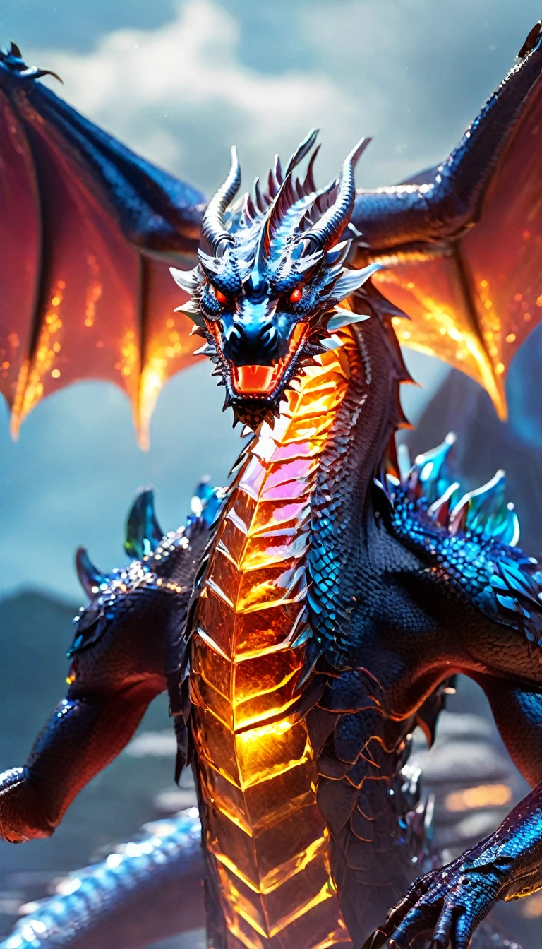 (super clear picture quality:1.8),masterpiece,best quality,
ultra-realistic mix fantasy,flood dragon,a mythical creature capable of invoking storms and floods,in the style of dark azure and light azure,mixes realistic and fantastical elements,vibrant manga,uhd image,glassy translucence,vibrant illustrations,ultra realistic,jewelly,shawls,light In eyes,red eyes,firefly,bokeh,mysterious,fantasy,cloud,abstract,colorful background,night sky,flame,very detailed,high resolution,sharp,sharp image,4k,8k,masterpiece,best quality,magic effect,(high contrast:1.4),dream art,diamond,mysterious colorful background,dark blue themes,real,holographic,an oriental dragon,inhuman,holographic metal,machine,the perfect hand,perfect face,
