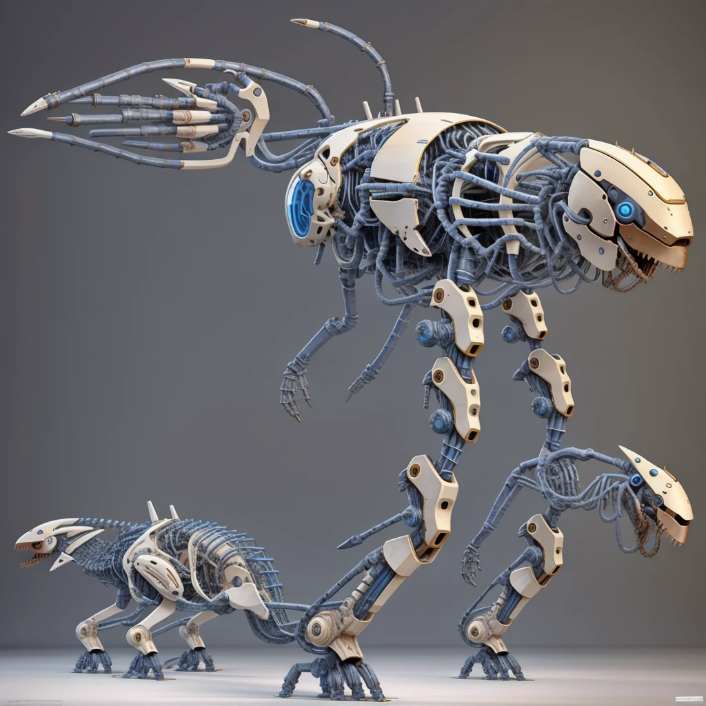 a biomechanical hipoppotamus with cybernetic body