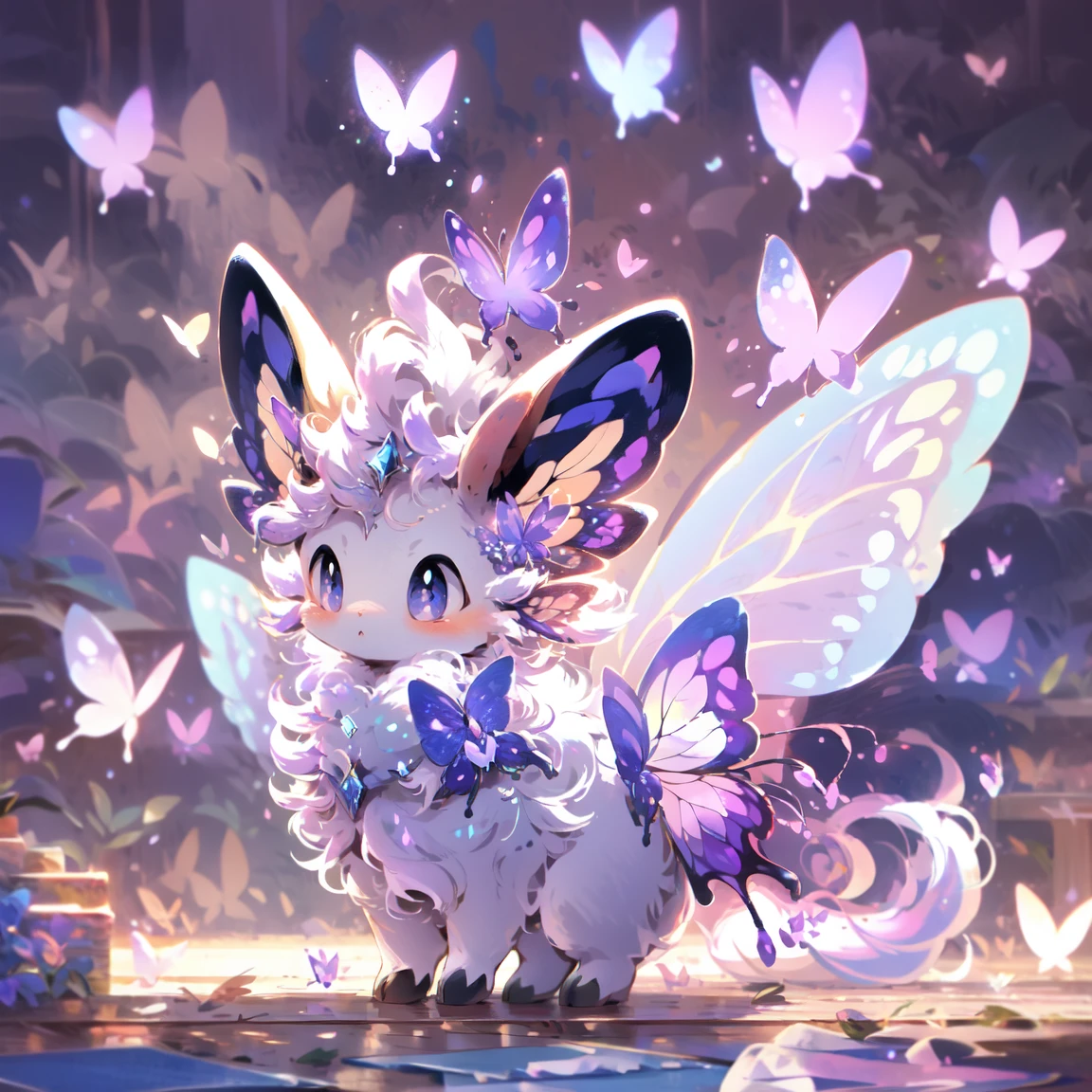 butterfly fairy,unicorn,Simple background,Purple background