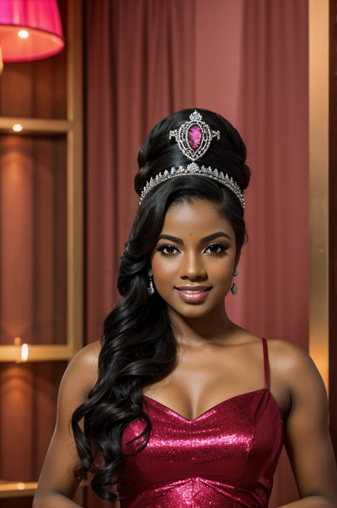 logo de grupo de baile negro con rosa Project Queen con una corona