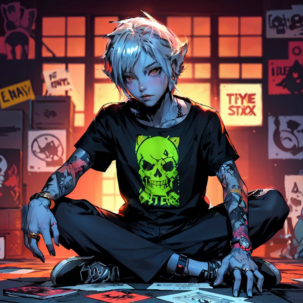a woman sitting on top of a box next to a cat, artstyle : ilya kuvshinov, shiny colorful, sexy girl wearing shorts, black jeans, medibang, characters merged, anime like