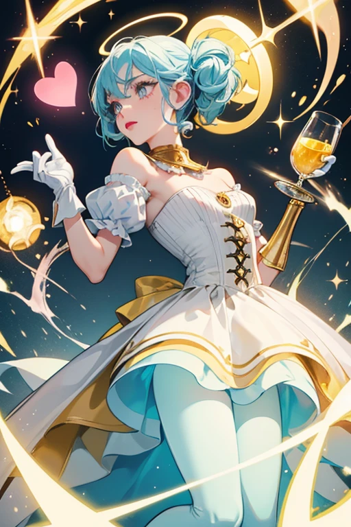  The Legendary Chalice is a ghost with a light blue translucent body and a light yellow chalice as a head. She has red lipstick, a small golden nose, round eyes with long eyelashes, a black beauty mark under her left eye, and wears a pair of white gloves with yellow cuffs.

The handles, edge, and base of her chalice are golden in color, and she has light yellow circle decorations drawn around the bottom and collar of her head.

Her bright yellow striped straw acts as a halo. Unlike Cuphead and Mugman she doesn’t have a pink heart, but in her playable form when she runs out of health she has a pink heart just like Cuphead and Mugman when they die as well.  SPARKLE; GLITTER