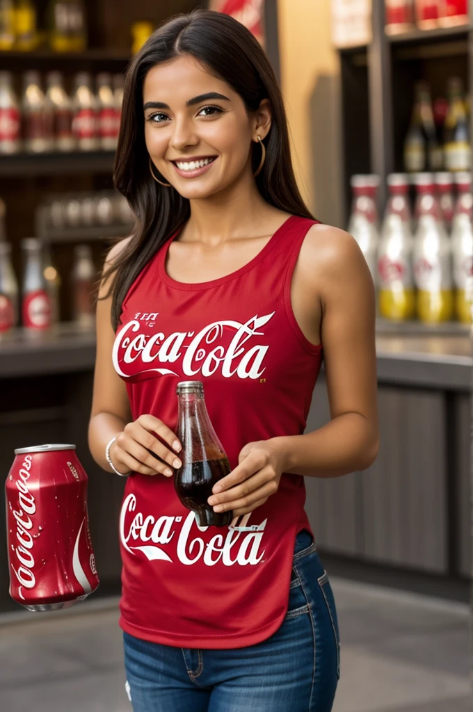 Botella de cocacola sonriendo
