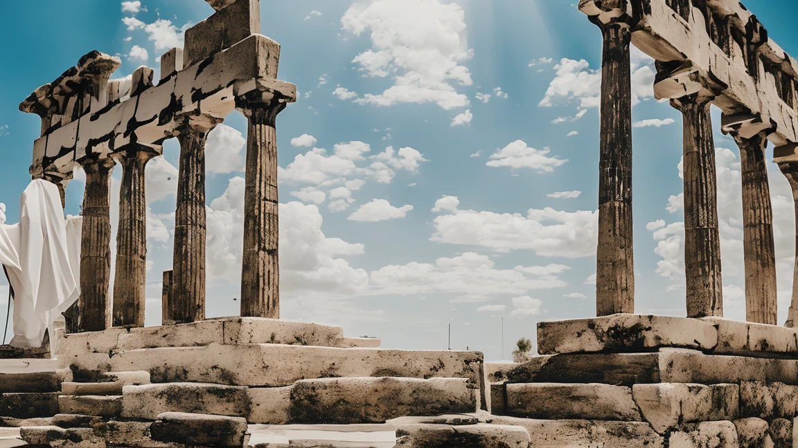 A greek statue with aesthetic design looking at cellphone