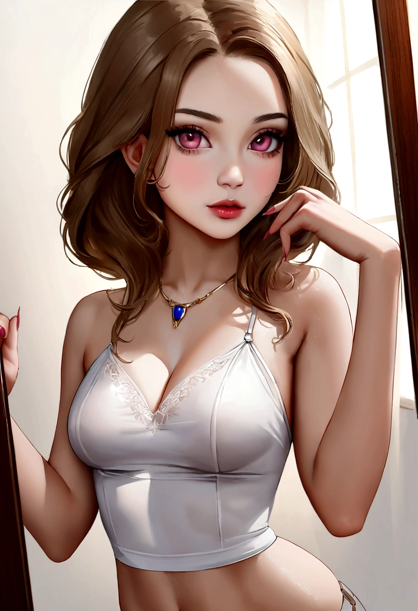 Exaggerated image, beautiful girl, Beautiful breasts, beautiful shape, Beautiful skin, beautiful eyes, blue eyes, Double eyelids, Skin Details. Expressing emotions and wanting to have sex. Help me masturbate with beautiful fingers. Use your hand to insert into your vagina.. Fingers in the vagina, wet vagina, wet, Leaking from the vagina, Piercing the vagina, no