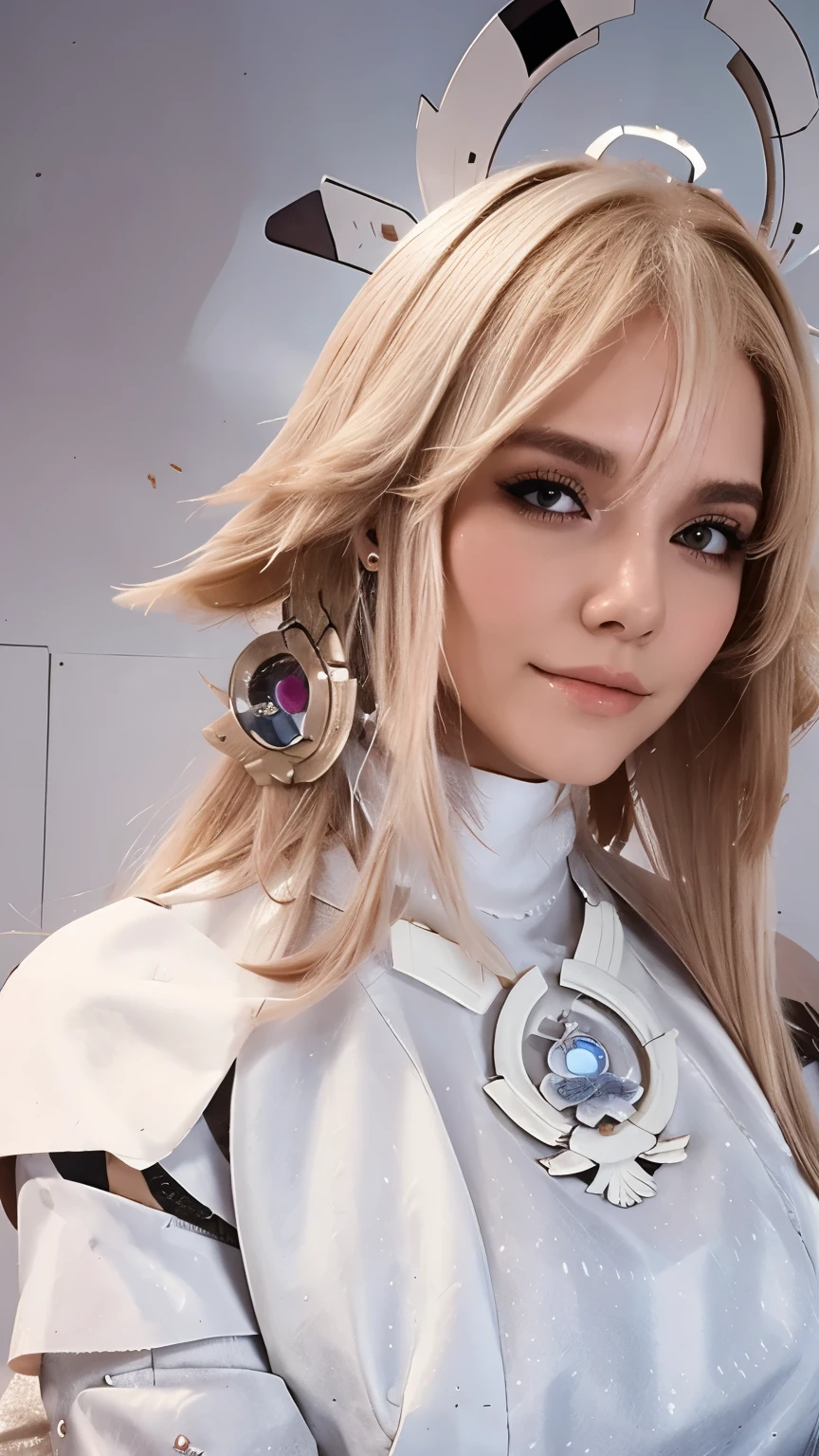 mejor calidad, Obra maestra,pelo blanco, ojos dorados,ropa blanca, buscando, parte superior del cuerpo,mecha de cabello,piel blanca,trenzas laterales, leyendo