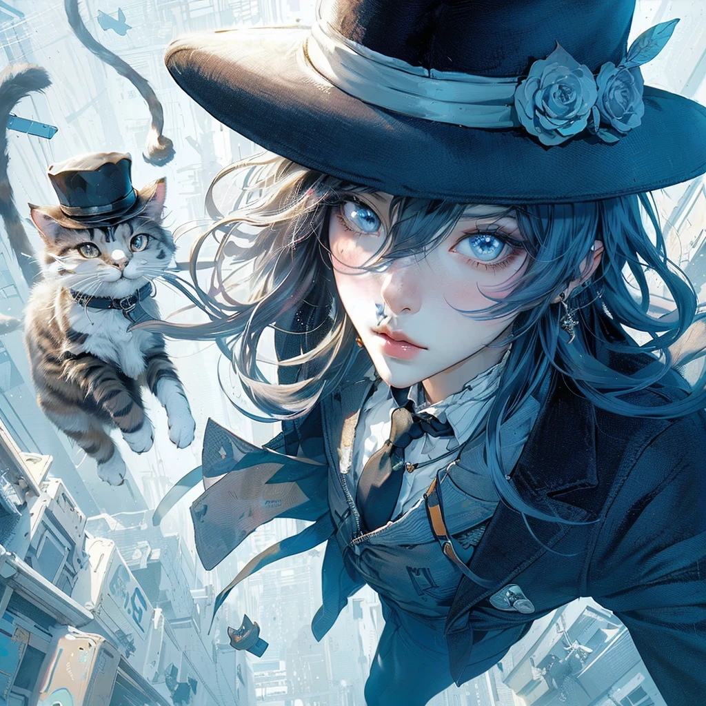 a woman sitting on top of a box next to a cat, artstyle : ilya kuvshinov, shiny colorful, sexy girl wearing shorts, black jeans, medibang, characters merged, anime like