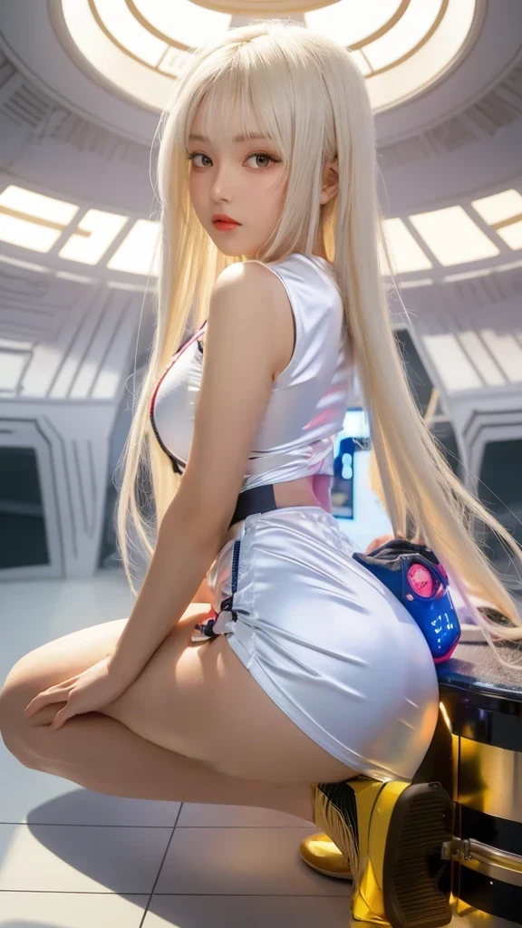 A sexy skirt-type space suit、Spaceship、feet
