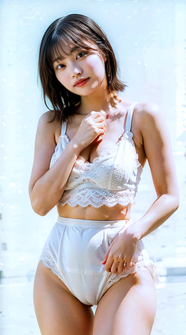 (Highest quality),8k,(masterpiece:1.3),(1 Girl:1.3),Perfect figureの美しい女性:1.4, (Layered Hairstyles, Big Breasts:1.33), ((Viewer Display)), (Big smile:1.1),Realistic,High resolution,Highly detailed face and skin texture, Realistic faces, Original photo, ((Beautiful Face:1.5)) ,Cute Korean Girl, K-POPアイドル,Perfect figure,Skin whitening, Shiny skin, ((Tight waist:1.4)), (Small Ass), (very slim and muscular body:1.2), ((Highly detailed face)),Attention to detail,double eyelid,Eyeshadow Enhancement,Attention to detail,Professional Lighting,Cinema Lighting, (Sharpen the focus), (((Sexy Style))), ((White lace bra with exposed nipples)),((From white lace thong、Camel toe and pubic hair exposed)), ((Vibrancyのある,Active,Vibrancy)), ((Exposing your thighs)), (erotic:1.6), on the road