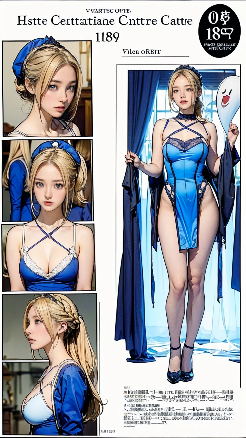 ((masterpiece)),(((Highest quality))),((Reference Sheet, Character Design, Alice in Wonderland、front, return, ~ ~ side, Mr..々Hairstyle, Mr..々Performance, Facial Expressions)), の少女, Cute type, (Very slim:1.4), (Very small ass:1.4), Realistic buttocks, (Large Breasts:1.5), Short Bob, Thin thighs, Long legs, It's not a big deal, ((Virginia Otis, 14 years oldue eyes), thin, Cute face, Canterville Castle Night Walk (novel「Ghosts of Canterville」Works inspired by). 1887, Victorian Porn Dark Fantasy))