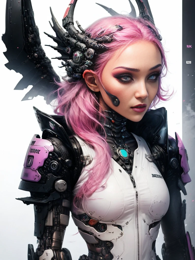 a cute 18-year-old cyberpunk girl, detailed eyes, detailed lips, extremely detailed face, long eyelashes, beautiful detailed facial features, fancy makeup, shapeless punk hair, punk fashion, mecha armor, pink hair, red hair, purple hair, multicolor hair, tattoos, cyberpunk city streets background, backlight effect, depth of field, slightly blurry background, best quality, 8k, 32k, masterpiece, photorealistic:1.4