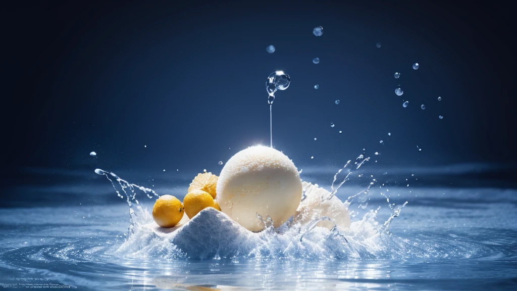 Summer Dream，The faucet washes the fruit in the sink，Dreamy lighting，The scattered water drops float in the air and sparkle in the sun，HD，Details，Best quality