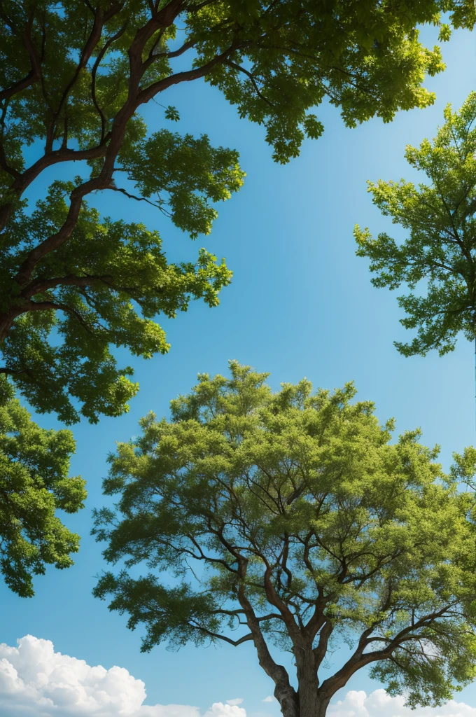 Sky background with oak tree