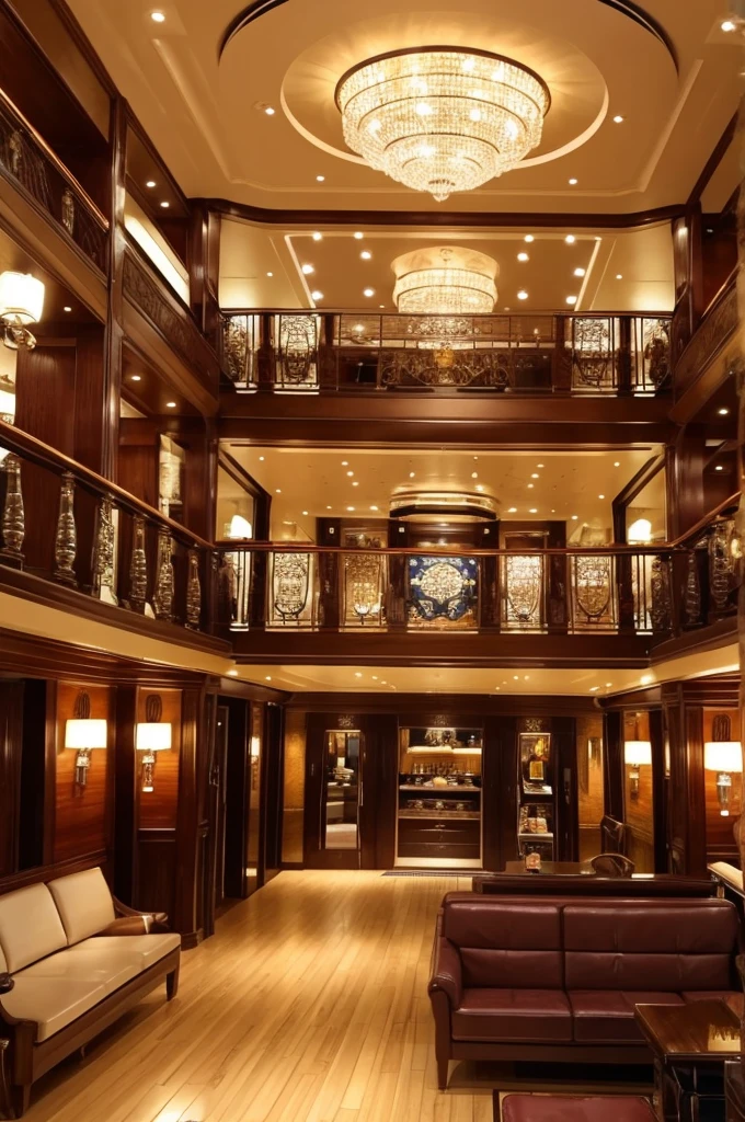 Inside a luxury cruise ship shop Inside the open ship road