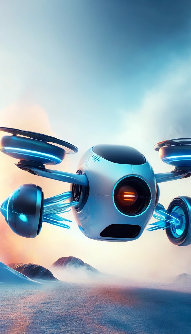 a futuristic concept art of a drone car with passengers