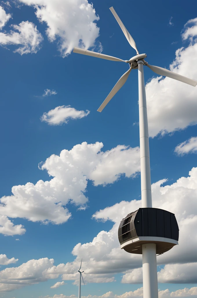 A wind generator in a place where the wind blows vertically outdoors and without nearby obstructions