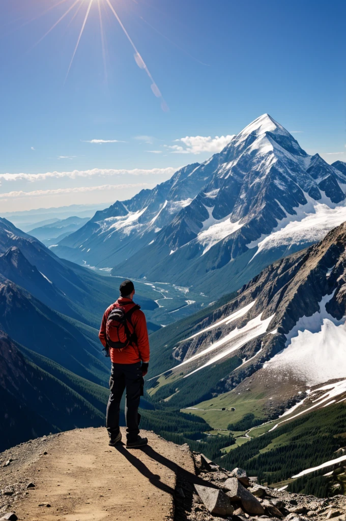 A man who stand on peak of the mountain
