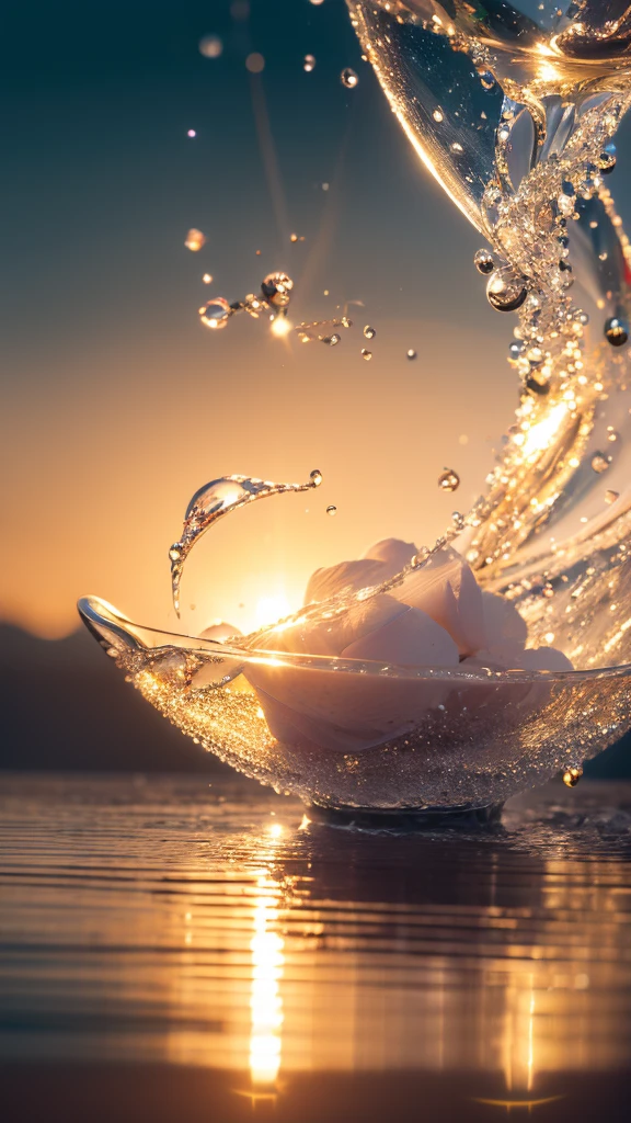 official art，Unity 8k wallpaper，Extremely detailed，Beauty and aesthetics，masterpiece，Best quality，The content is very detailed，romanticism，Summer Dream，fruit，Dreamy lighting，The scattered water drops float in the air and sparkle in the sun，HD，Details，Best quality