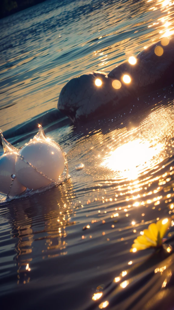 official art，Unity 8k wallpaper，Extremely detailed，Beauty and aesthetics，masterpiece，Best quality，The content is very detailed，romanticism，Summer Dream，fruit，Dreamy lighting，The scattered water drops float in the air and sparkle in the sun，HD，Details，Best quality