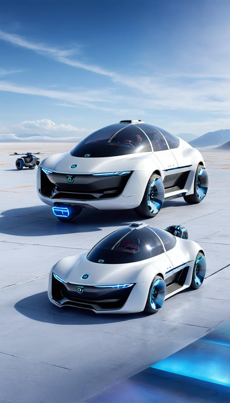 a futuristic concept art of a drone car 