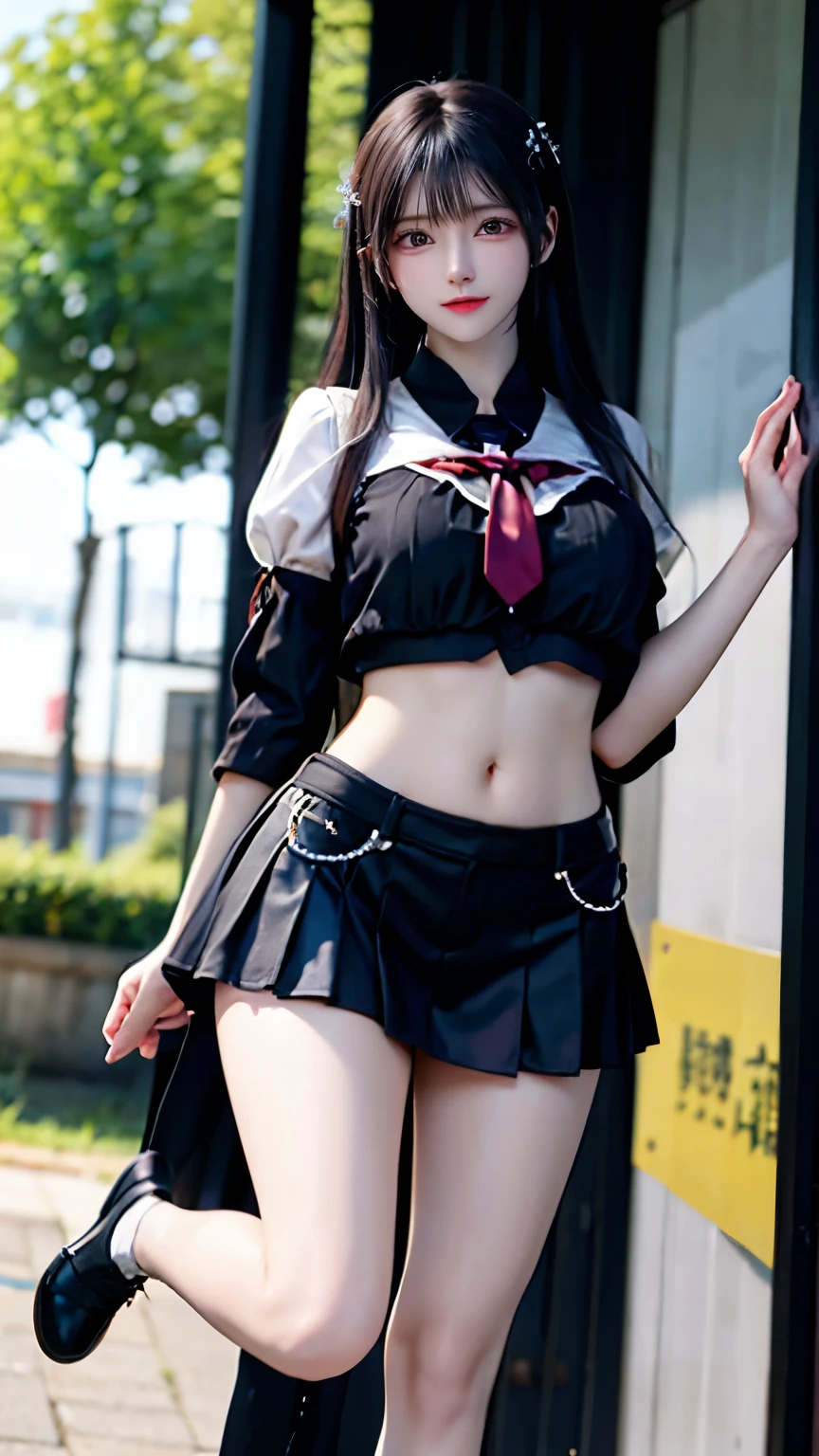 (Very delicate and beautiful:1.2)super model,,Big Breasts,Beautiful breasts,voluptuous,【bike shorts】,,【3girls】,,Highest quality, High resolution, 8K,Kick in a hurry,mini skirt,uniform