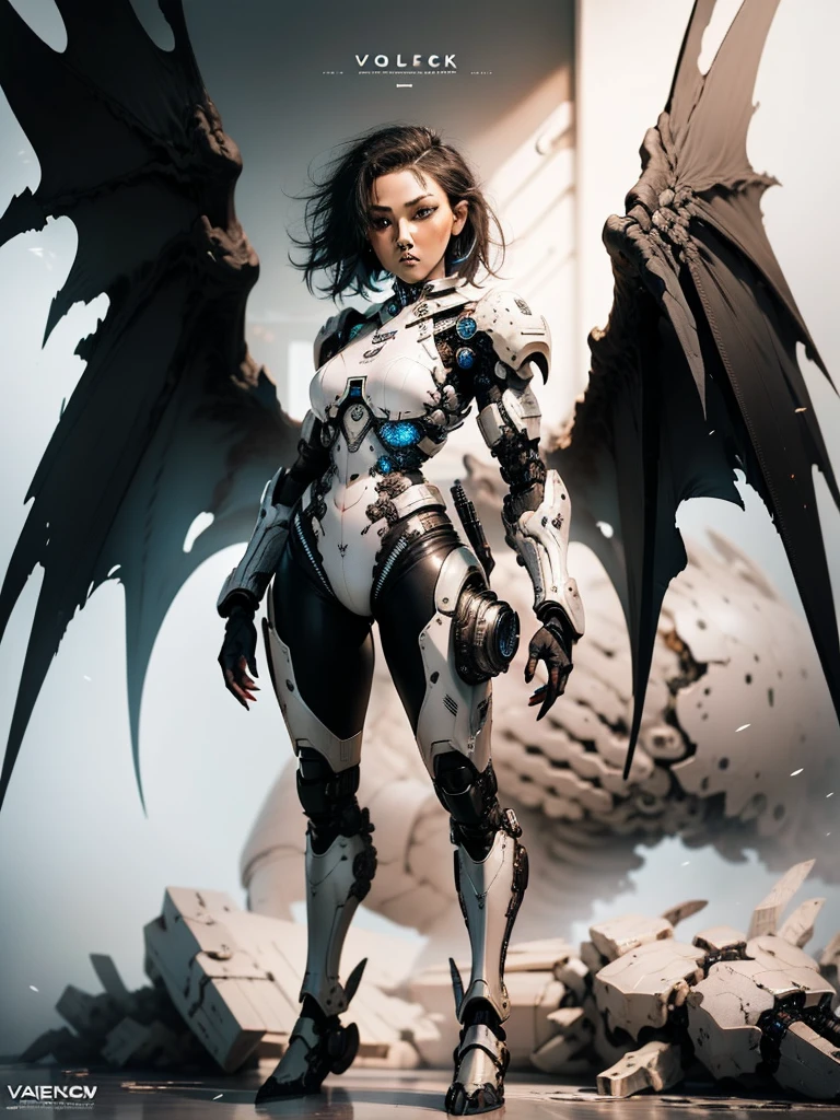 a cyborg female robot warrior, detailed metallic body, short cyberpunk hair, glowing blue circuits, futuristic technorganic armor, intricate mechanical limbs, powerful stance, dramatic lighting, cinematic composition, 8k, best quality, masterpiece, 1girl, sci-fi, Fullbody, cowboy shot, hyper detailed, high contrast, cinematic lighting, advanced 3d rendering, volumetric lighting, ultra-fine details, sharp focus