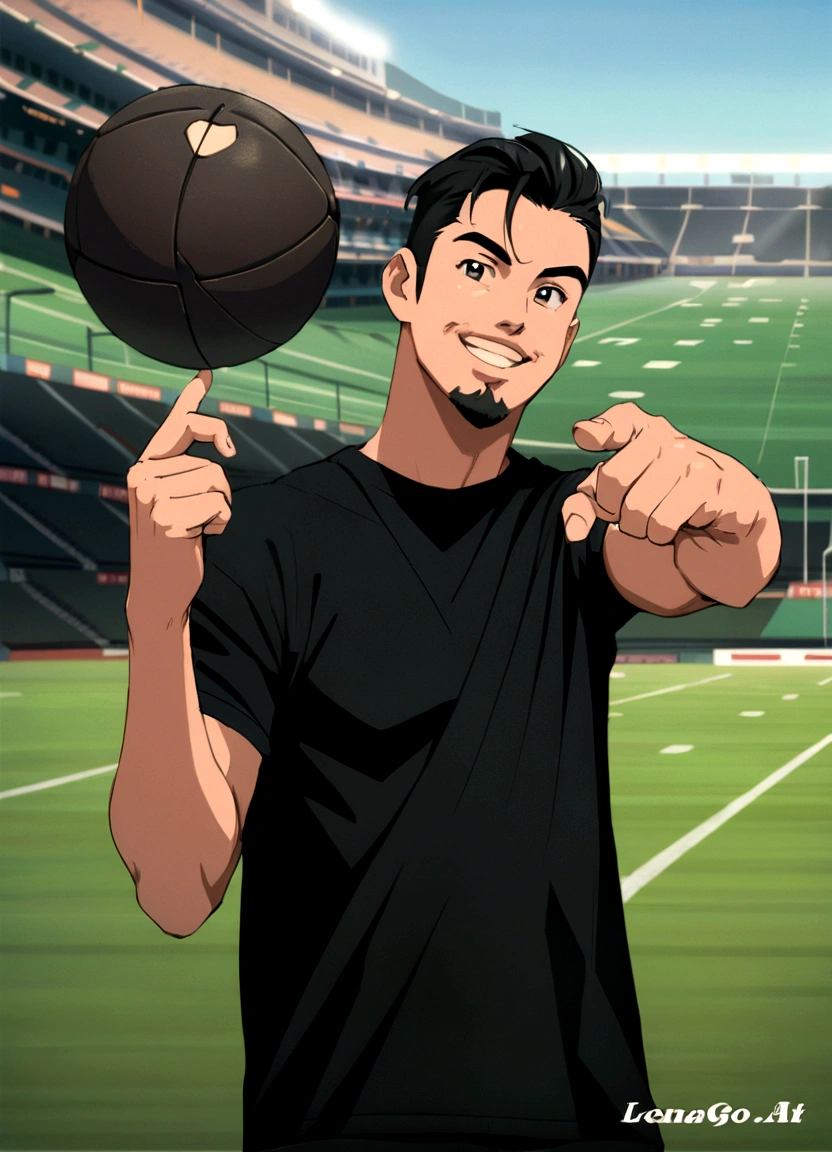 drawing of a man holding a soccer ball and pointing at the camera, Kentaro Miura manga art style, Kentaro Miura manga style, arte oficial, Kentaro Miura art style, manga style of Kentaro Miura, anime oficial ainda, arte oficial do personagem, Kentaro Miura!, imagem de anime sankakucomplex, official character illustration, Fukaya Yuichiro