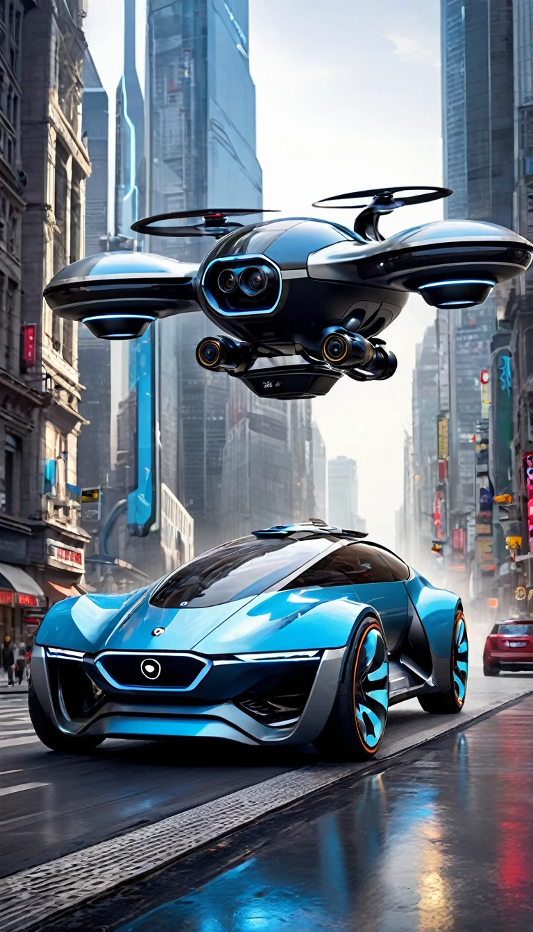 a futuristic concept art of a drone car