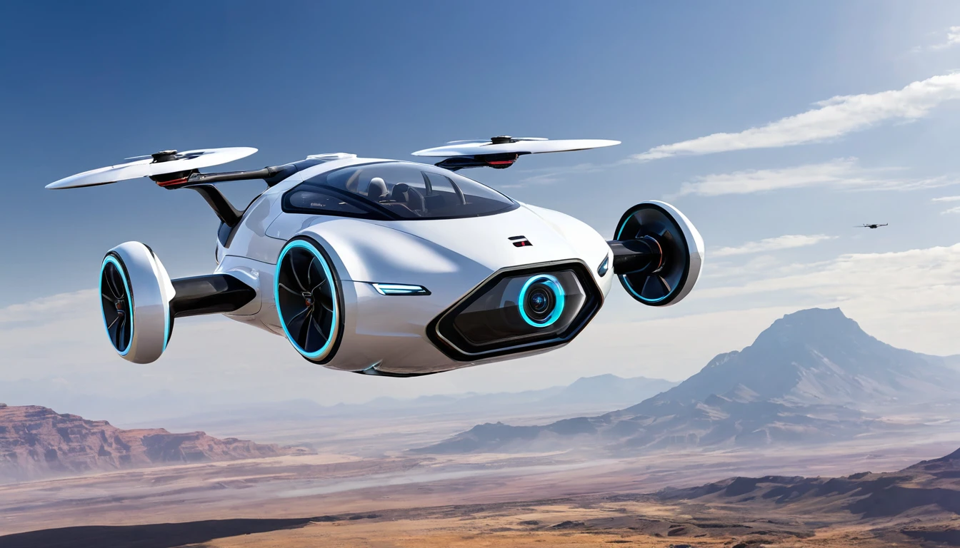 a futuristic concept art of a drone car 