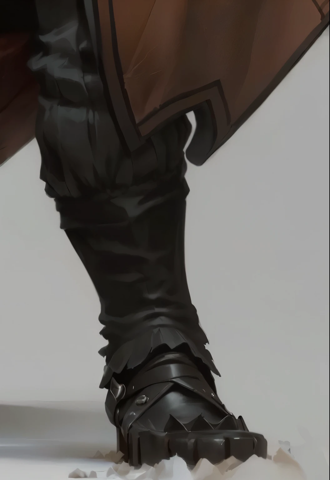 Close-up of a person's feet covered by a large shield, armor,leg,详细的leg, hand painted textures on model, leg部细节拍摄, 详细的leg towering over you, high texture detail), Sharp and delicate claws, 详细的leg looming over you, 龙leg, highly realistically detailed, Extremely high level of detail, Detailed close up shot of the feet, Popular on polycount, Lifelike sharp details