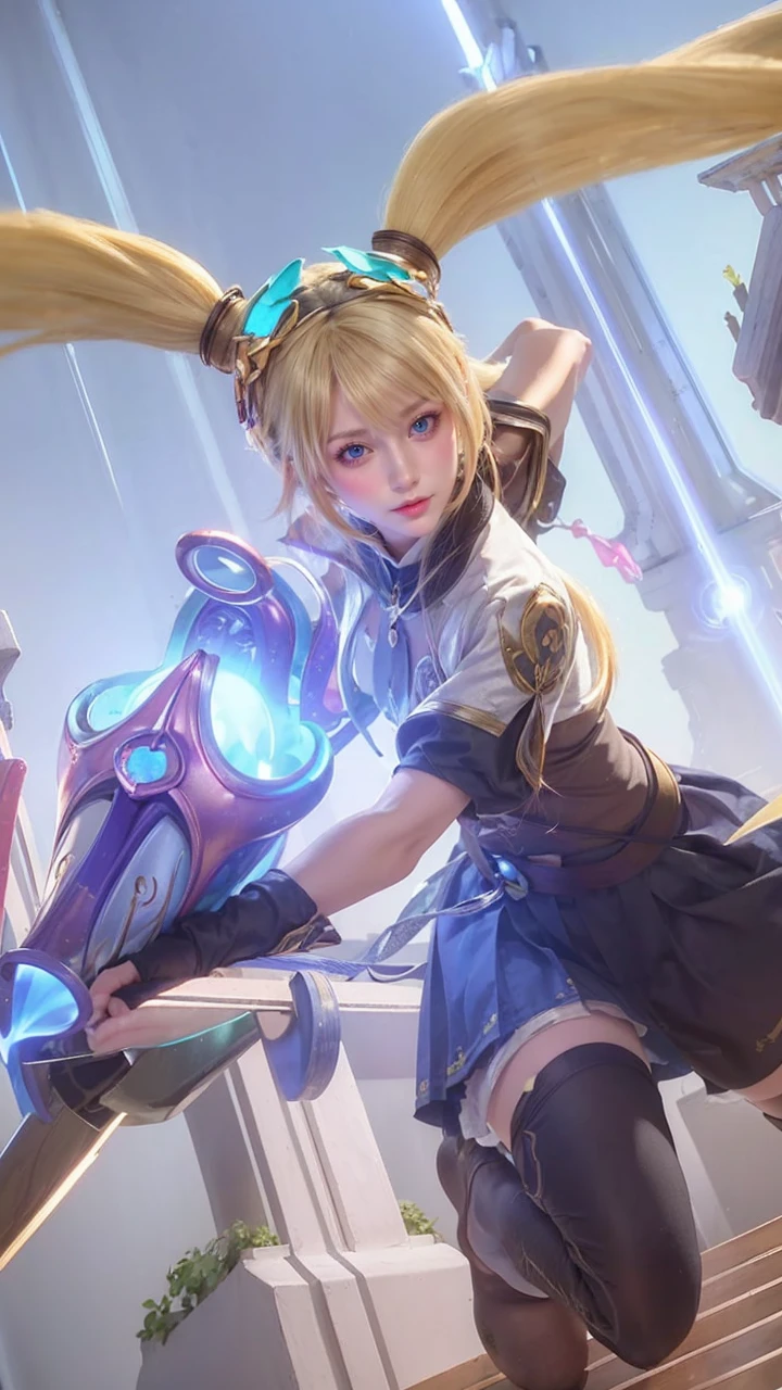"(Best quality, 4K, high resolution, Masterpiece:1.2), Ultra-detailed, (Realistic, Photorealistic, photo-realistic:1.37), Vibrant red and blue eyes, Strong gaze, Mesmerizing eye contact, Fire-red iris, Deep blue pupils, Vivid colors, Portrait, Fantasy art, Magical red light, Ethereal beauty, pink color palettes, Heterochromia is described in particular detail, Long yellow hair