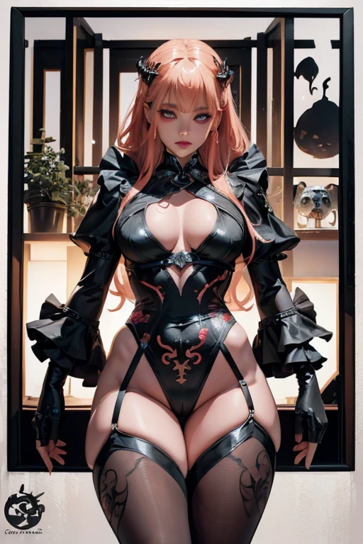Woman body set large breasts(best quality, highres, ice skull:1.1), A girl with a body made of lava, featuring a Dracula Orchid pattern. (best quality, ultra-detailed), (realistic), vibrant colors, intense lighting, lava-like texture, hauntingly beautiful composition, surreal atmosphere, contrasting dark shadows, mesmerizing glow, detailed facial features, flowing lava tendrils, fiery eyes, ethereal presence, intricate floral patterns, mysterious aura."