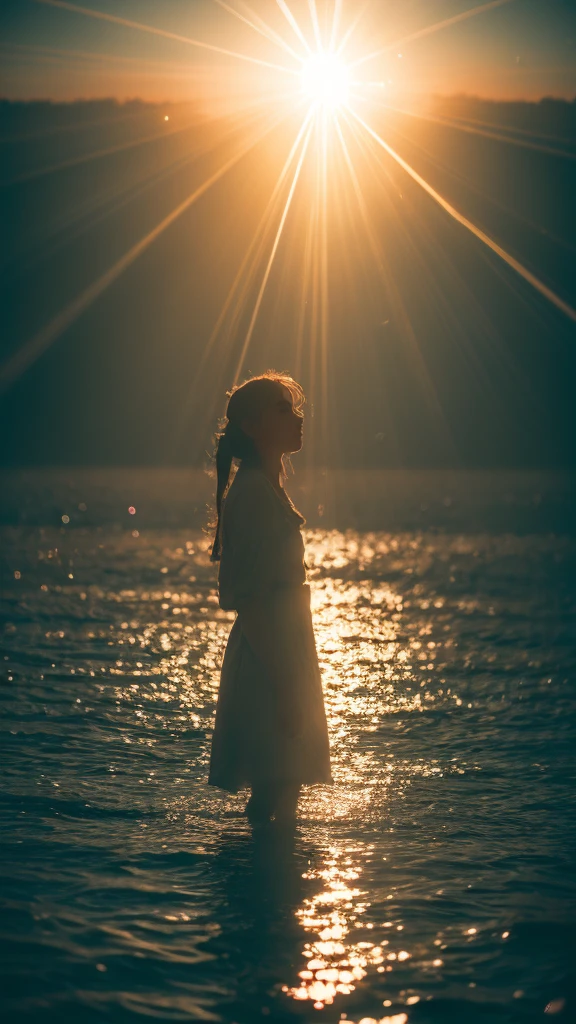 Surrealism, Social realism, modern, Futurism, Romanticism, Tonalism, cinematic lighting, sparkle, glowing light, reflection light, backlighting, blending, Fujicolor, film grain, wide shot, lens flare, caustics, f/1.2, UHD, masterpiece, super detail, high details, high quality, highres, best quality,Summer Dream,fruit,Dreamy lighting,The scattered water drops float in the air and sparkle in the sun