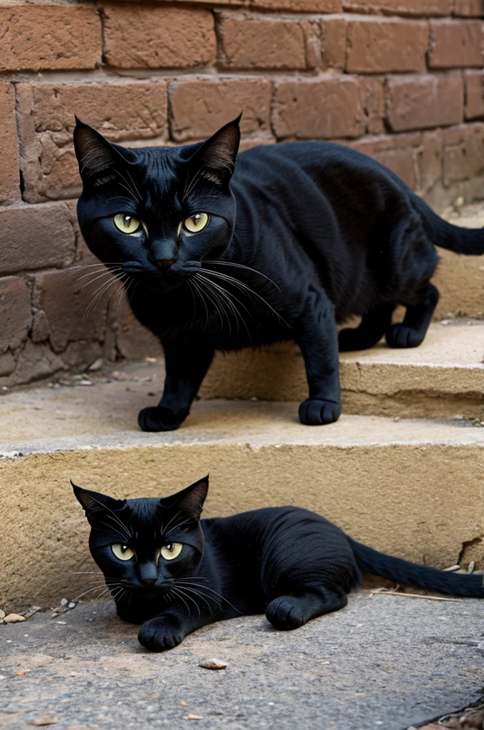 Gato negro y una pata