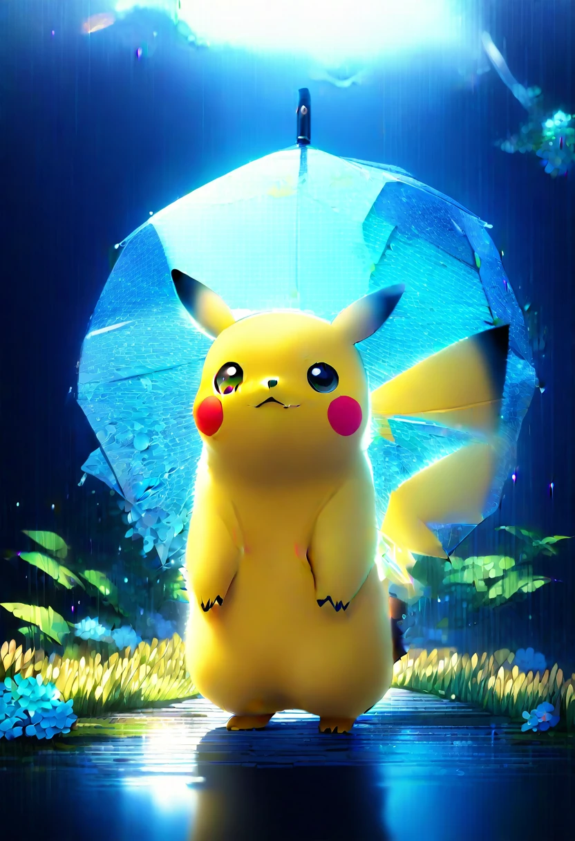 ((anime:1.4,illustration)),(masterpiece, top quality, best quality),(ultra-detailed, absolutely resolution),((16k, high res)),
(((A sphere made of hydrangeas, Pikachu standing on it with umbrella, rain, light blue background))
((cozy lofi illustration:1.4)), ((anime:1.4, illustration)),(masterpiece, top quality, best quality),(ultra-detailed, absolutely resolution),((16k, high res)) BREAK {lofi art, style of Laurie Greasley, style of Makoto Shinkai, anime aesthetic}, BREAK { (produces images with information than 40 million pixels with cinematic-like detailed textures shot on a Sony SLR).}