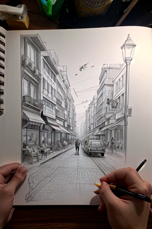 ((best quality)), ((masterpiece)), (detailed), pencil sketching of World Environment day with neon light