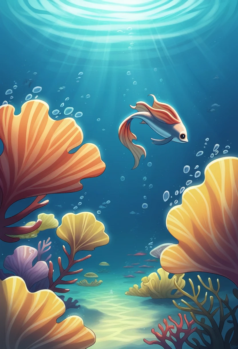 (Underwater: 1.9),Ocean,Colorful coral reef,School of tropical fish,Light,Bubble,Seaweed,(Shallow sea: 1.4),Sunlight,Fantasy,Undersea,Floating,Top quality,Masterpiece,Clouds,Colorful,Starry sky,
Create a digital illustration of a landscape, scenery, underwater, with clear and delicate lines. Low-fi, moonlight light reaching down to the water, the scene is cozy and warm with beautiful night scenery and moonlight. The lighting should be soft and golden like colorful flowers, and the art style should be detailed like fantasy art with accurate depiction of delicate and fine lines. The overall look should be clear and dreamy atmosphere. Focus on a magical and enchanting environment. No land part is required, only underwater. People are not allowed, no people in the photo.